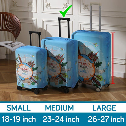 Durable 180 GSM Suitcase Covers s/m/l - Size for Trolley Suitcase, Blue Travel Around The World - HOKIPO | Har Ghar ka Humsafar