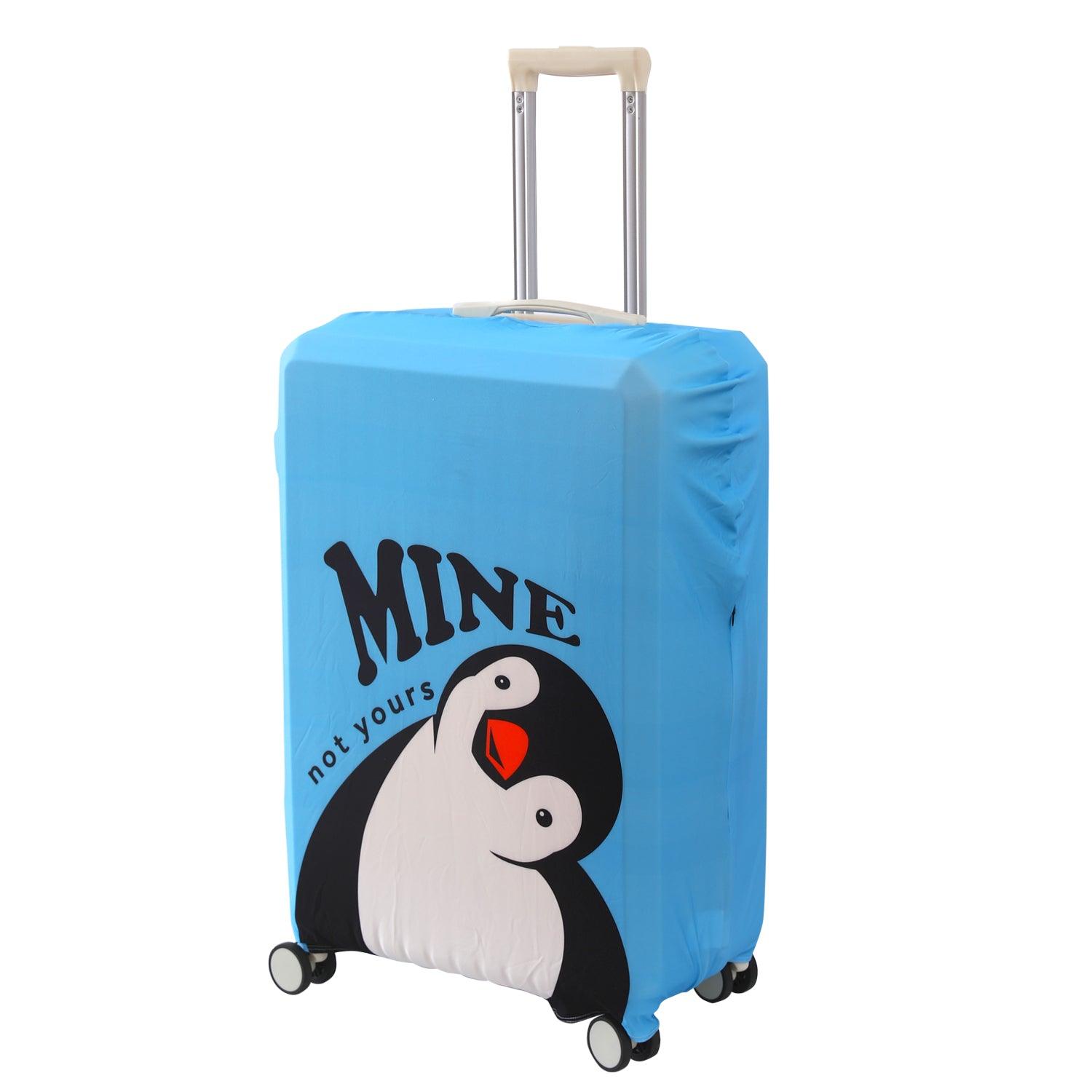 Durable 180 GSM Suitcase Covers S/M/L - Size for Trolley Suitcase, Blue Waddling Penguin - HOKIPO | Har Ghar ka Humsafar