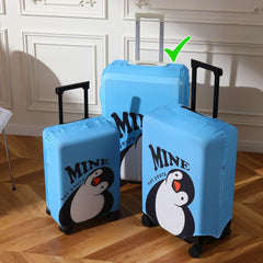 Durable 180 GSM Suitcase Covers S/M/L - Size for Trolley Suitcase, Blue Waddling Penguin - HOKIPO | Har Ghar ka Humsafar