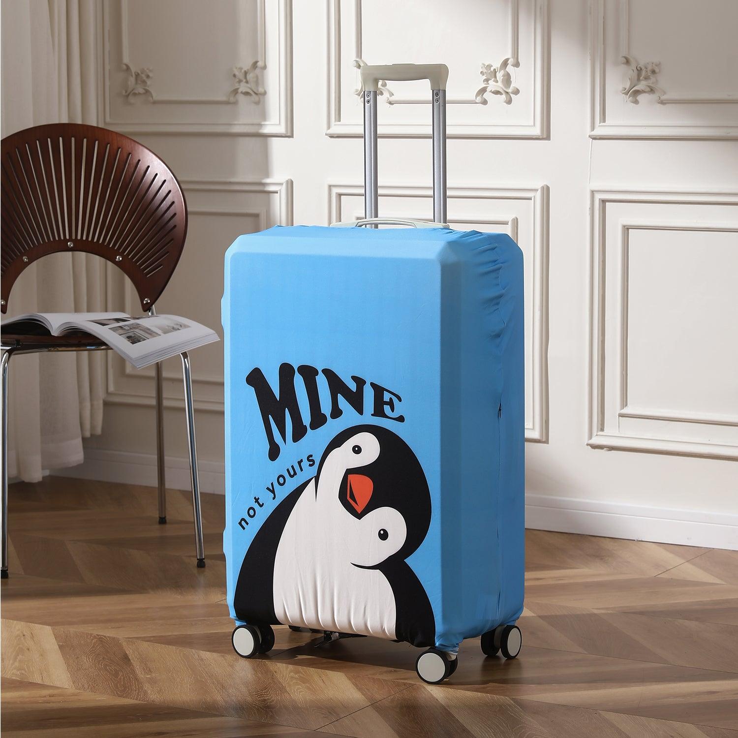 Durable 180 GSM Suitcase Covers S/M/L - Size for Trolley Suitcase, Blue Waddling Penguin - HOKIPO | Har Ghar ka Humsafar