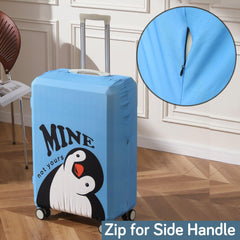 Durable 180 GSM Suitcase Covers S/M/L - Size for Trolley Suitcase, Blue Waddling Penguin - HOKIPO | Har Ghar ka Humsafar