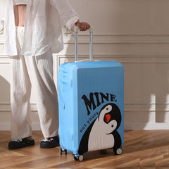 Durable 180 GSM Suitcase Covers S/M/L - Size for Trolley Suitcase, Blue Waddling Penguin - HOKIPO | Har Ghar ka Humsafar