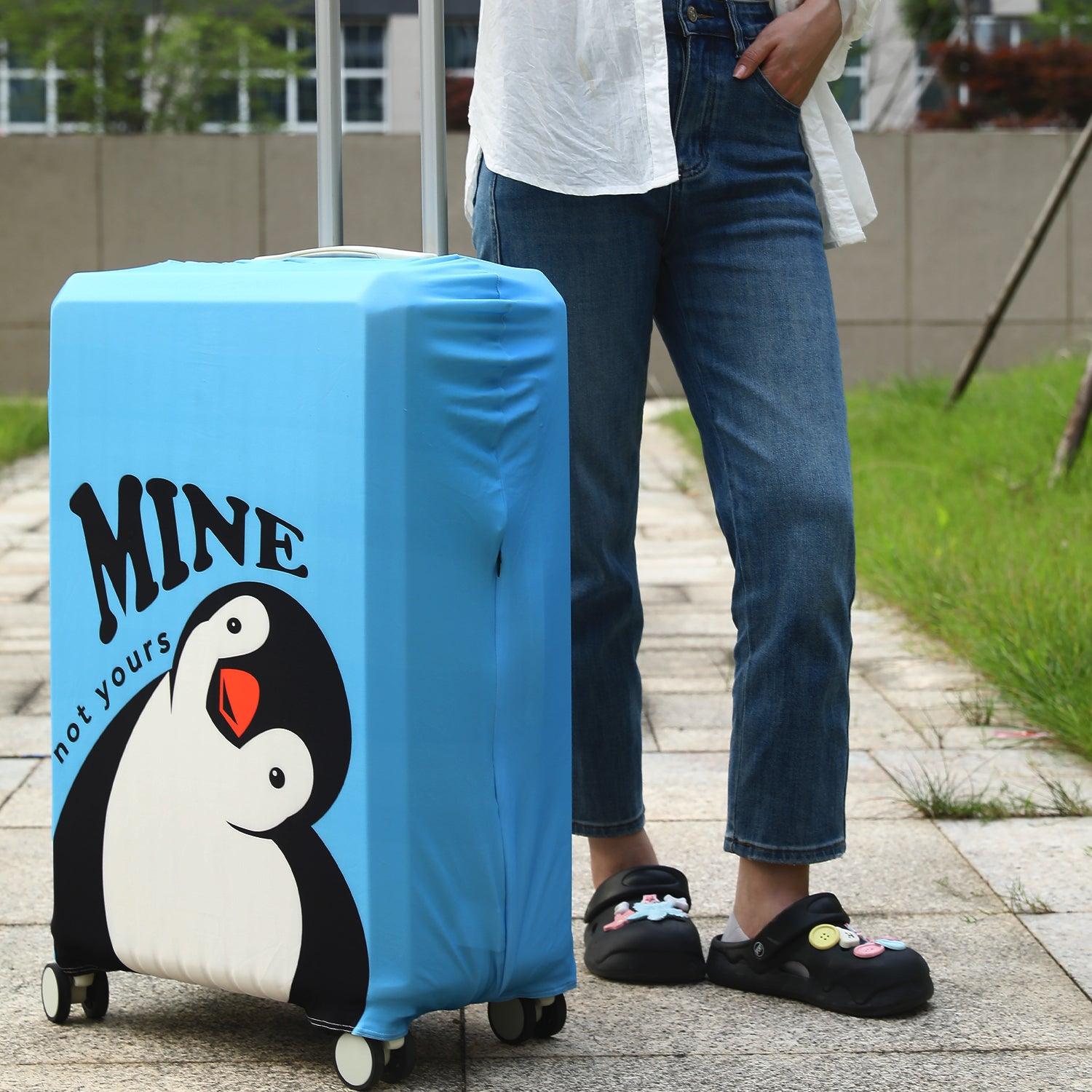 Durable 180 GSM Suitcase Covers S/M/L - Size for Trolley Suitcase, Blue Waddling Penguin - HOKIPO | Har Ghar ka Humsafar