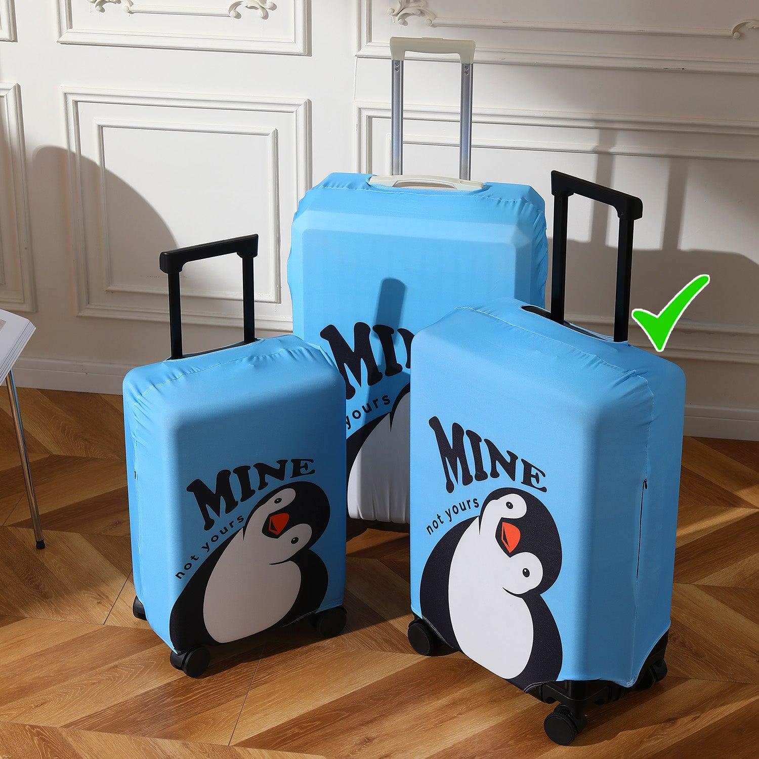 Durable 180 GSM Suitcase Covers S/M/L - Size for Trolley Suitcase, Blue Waddling Penguin - HOKIPO | Har Ghar ka Humsafar