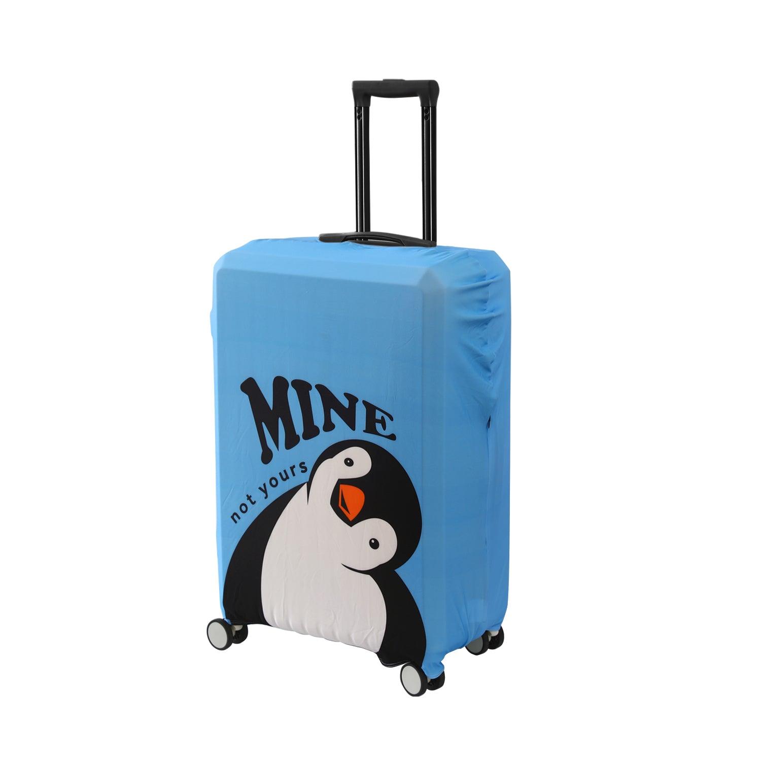 Durable 180 GSM Suitcase Covers S/M/L - Size for Trolley Suitcase, Blue Waddling Penguin - HOKIPO | Har Ghar ka Humsafar