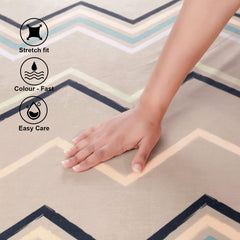 Elastic Fitted Bedsheet, Brushed Microfiber 135 gsm, Zig Zag Pastel Brown - HOKIPO | Har Ghar ka Humsafar