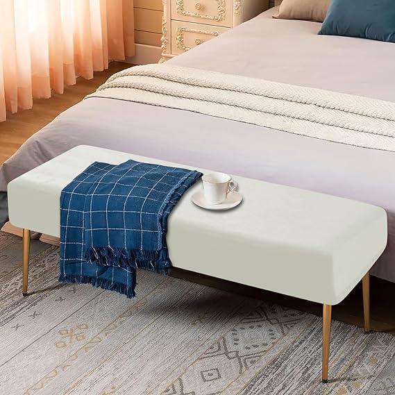 Elastic Fitted Dining Bench Cover, Beige - HOKIPO | Har Ghar ka Humsafar