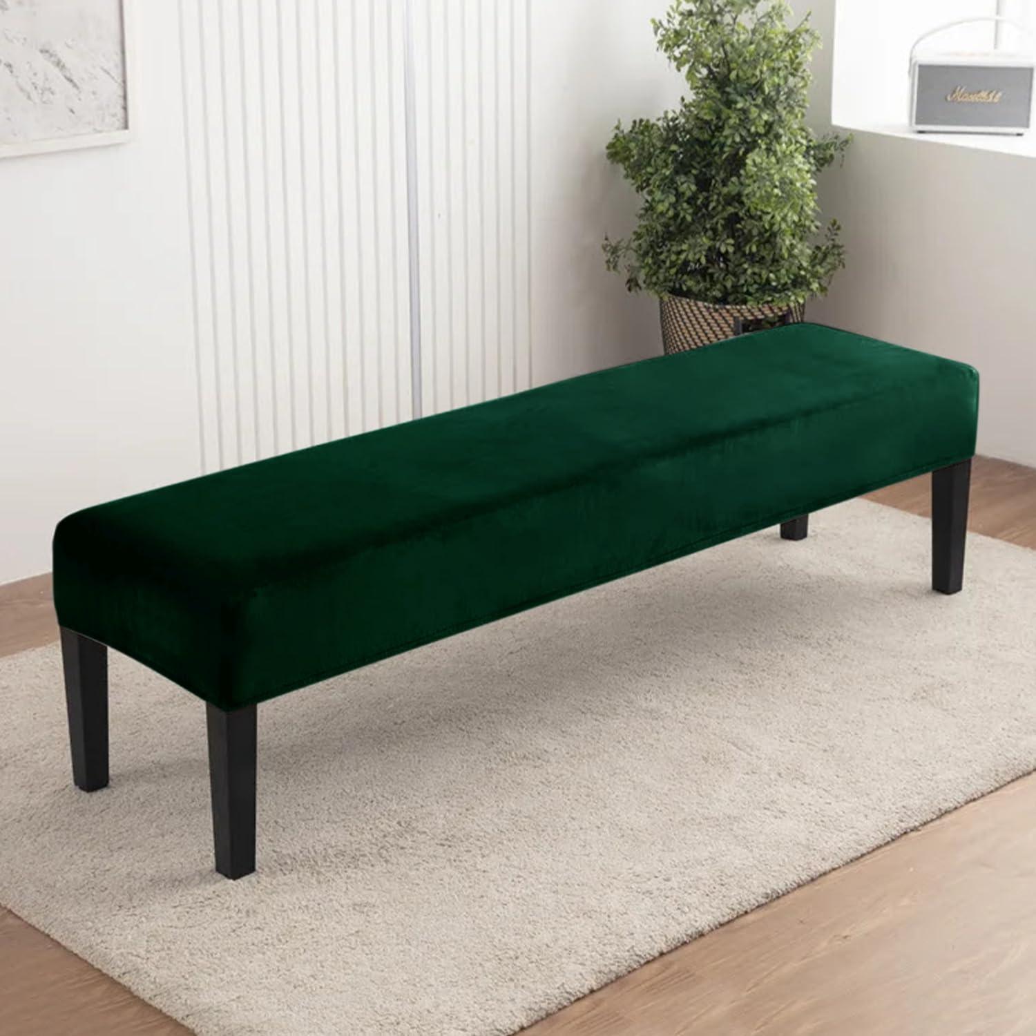 Elastic Fitted Dining Bench Slipcover, Hunter Green - HOKIPO | Har Ghar ka Humsafar