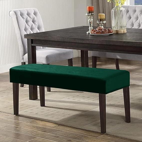 Elastic Fitted Dining Bench Slipcover, Hunter Green - HOKIPO | Har Ghar ka Humsafar