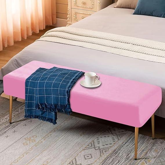 Elastic Fitted Dining Bench Slipcover, Pink - HOKIPO | Har Ghar ka Humsafar