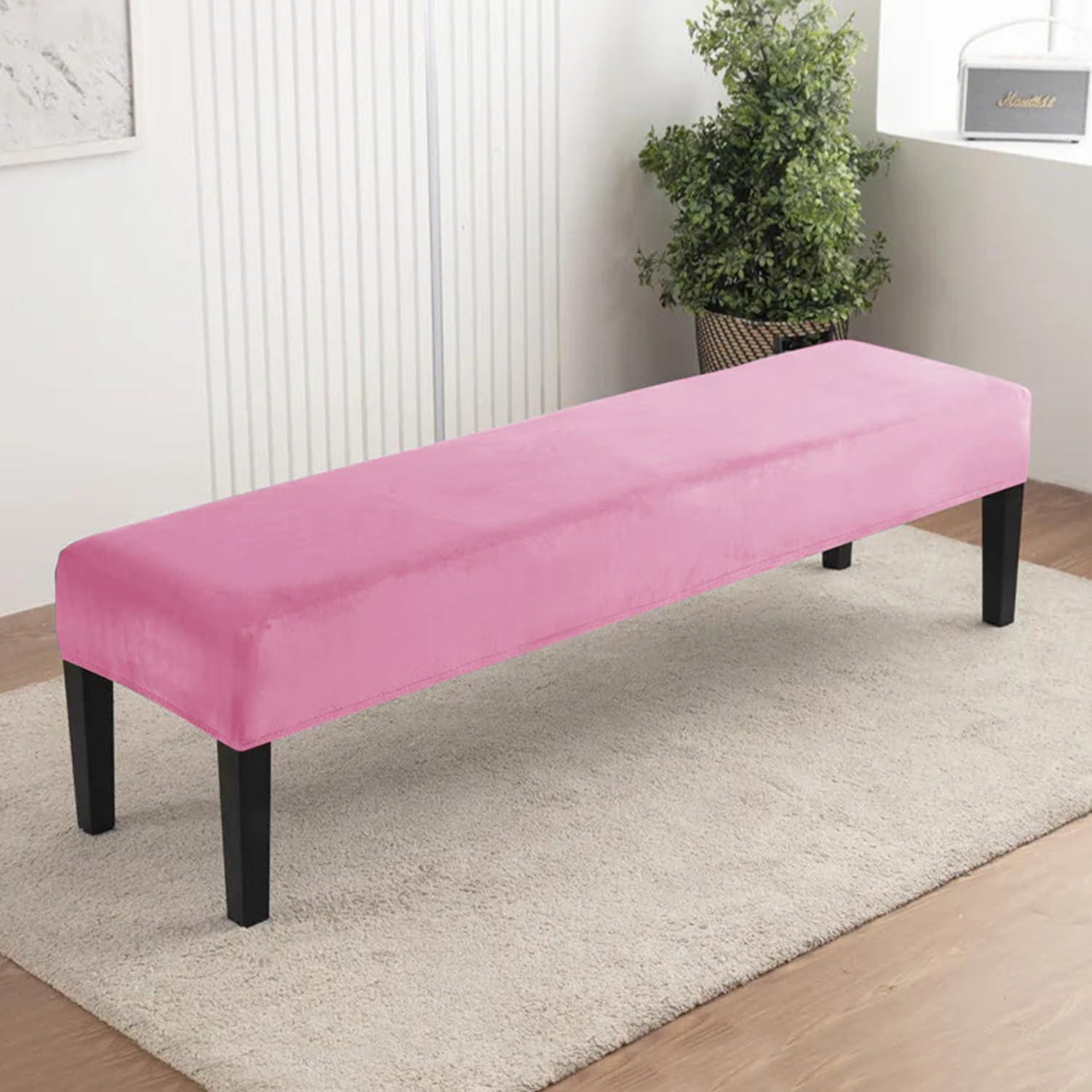 Elastic Fitted Dining Bench Slipcover, Pink - HOKIPO | Har Ghar ka Humsafar