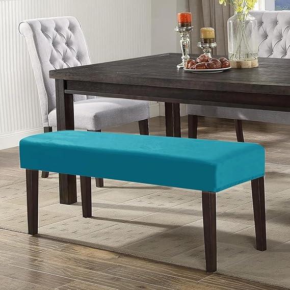 Elastic Fitted Dining Bench Slipcover, Turquoise - HOKIPO | Har Ghar ka Humsafar