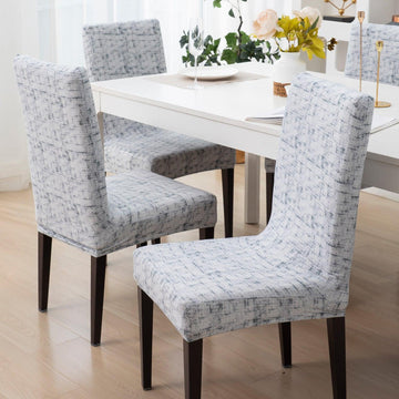 Abstract Grey Lines dining chair cover 6 seater