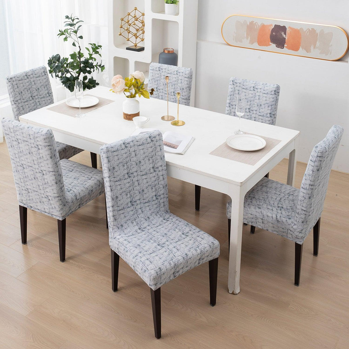Abstract Grey Lines chair Covers in set of 1,2,4, & 6 (edited) 