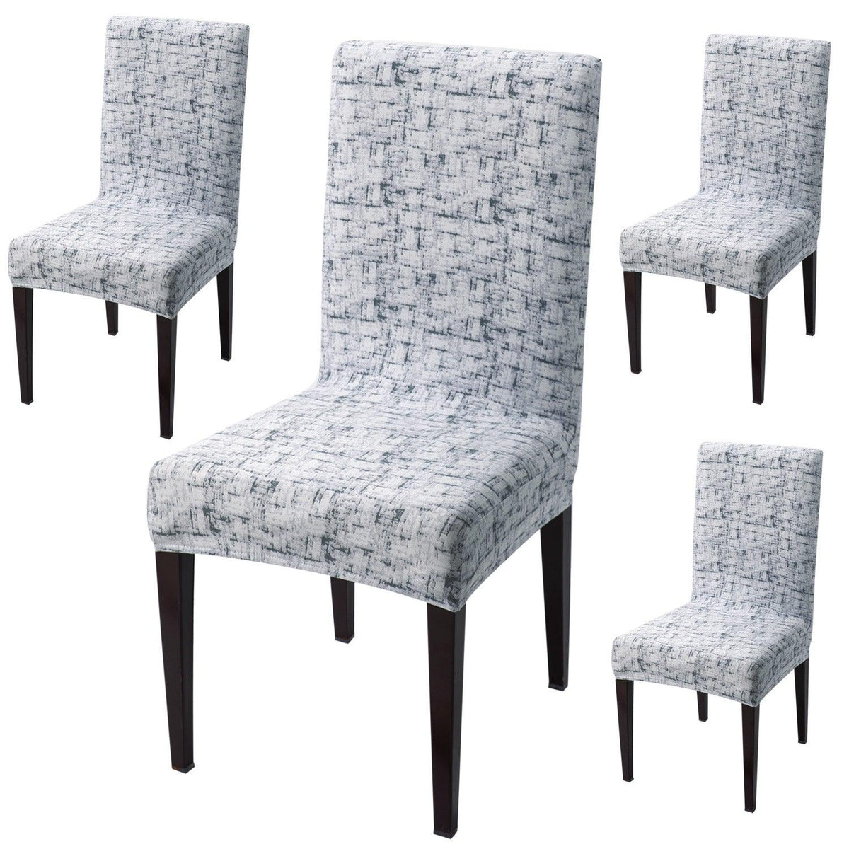 Abstract Grey Lines dining chair covers set of 4
