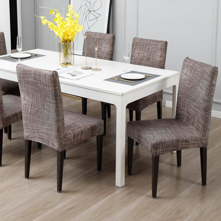 Abstract Lines Brown Print chair Covers in set of 1,2,4, & 6 (edited) 