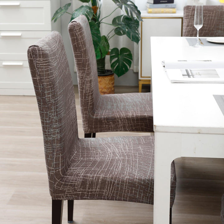 Abstract Lines Brown Print dining table chair covers