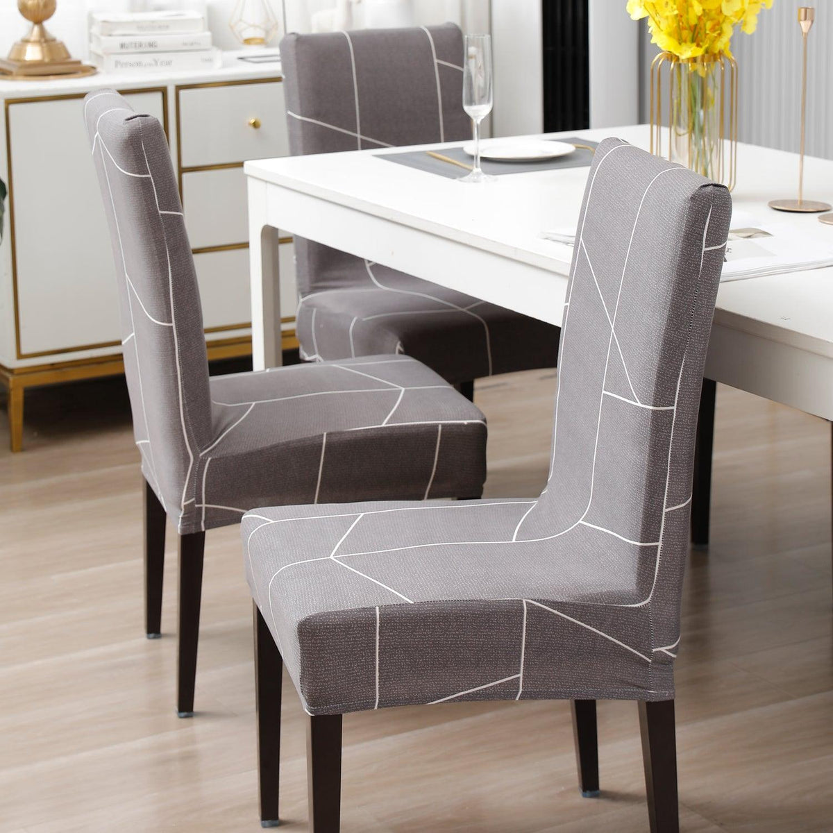 Ash Grey Abstract stylish chair cover