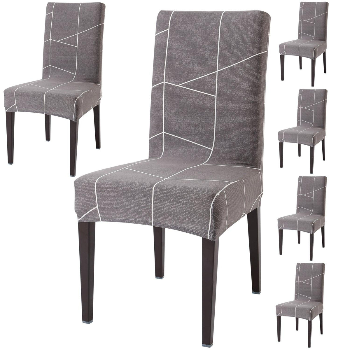 Ash Grey Abstract dining chair covers set of 6