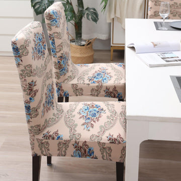 Beige Blue Flowers stylish chair cover