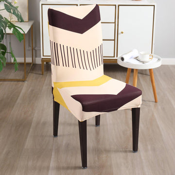 Beige Brown Chevron print chair covers​ Set | Hokipo