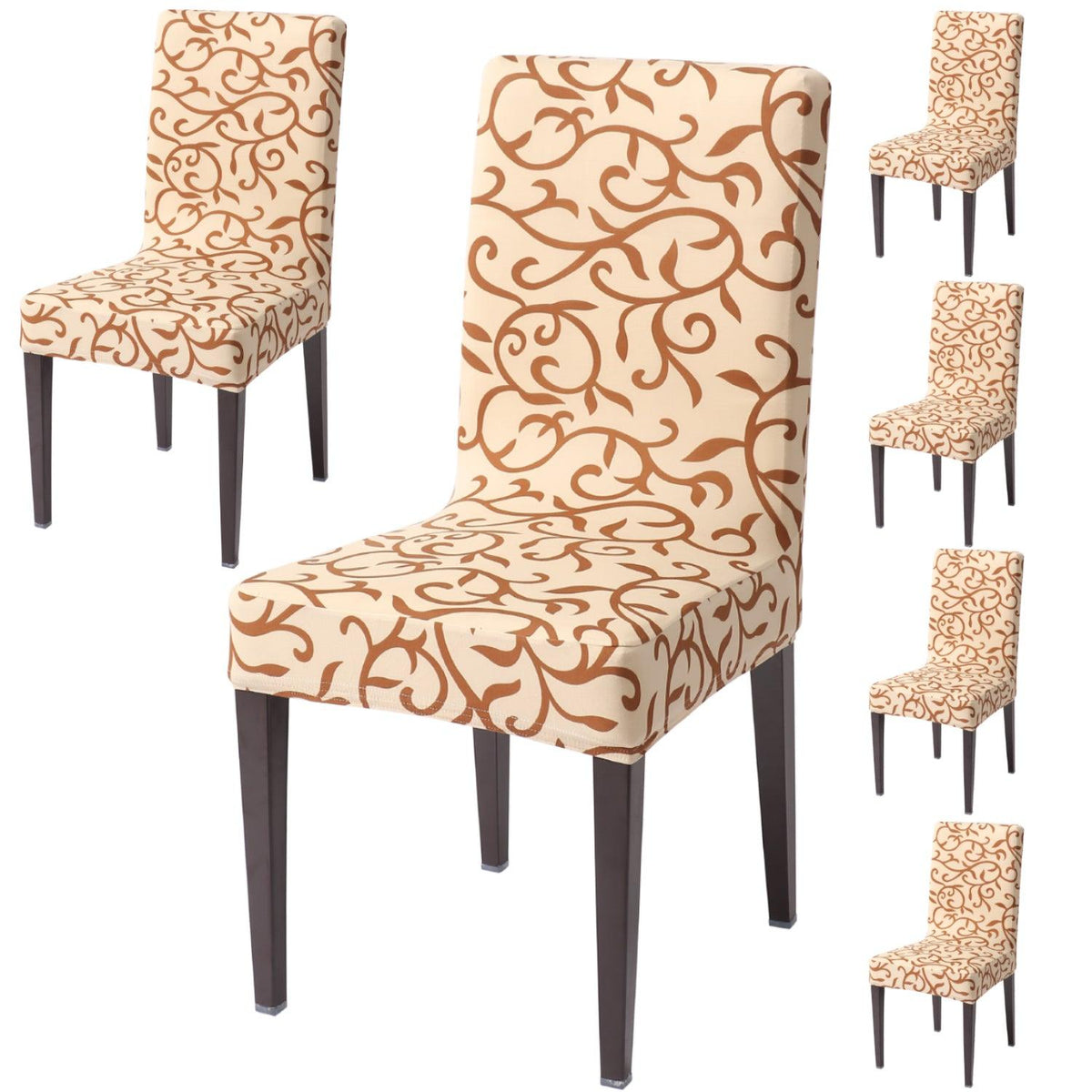 Beige Vines dining chair covers set of 6