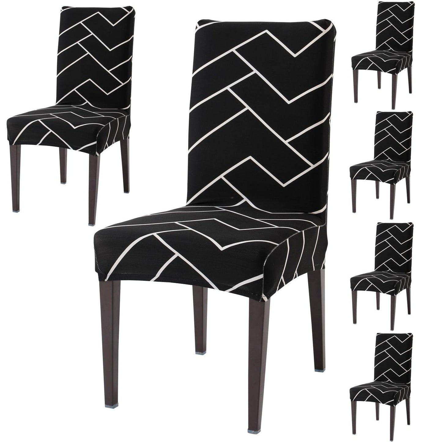 Black Chevron dining chair covers set of 6