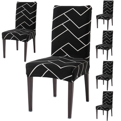 Black Chevron dining chair covers set of 6