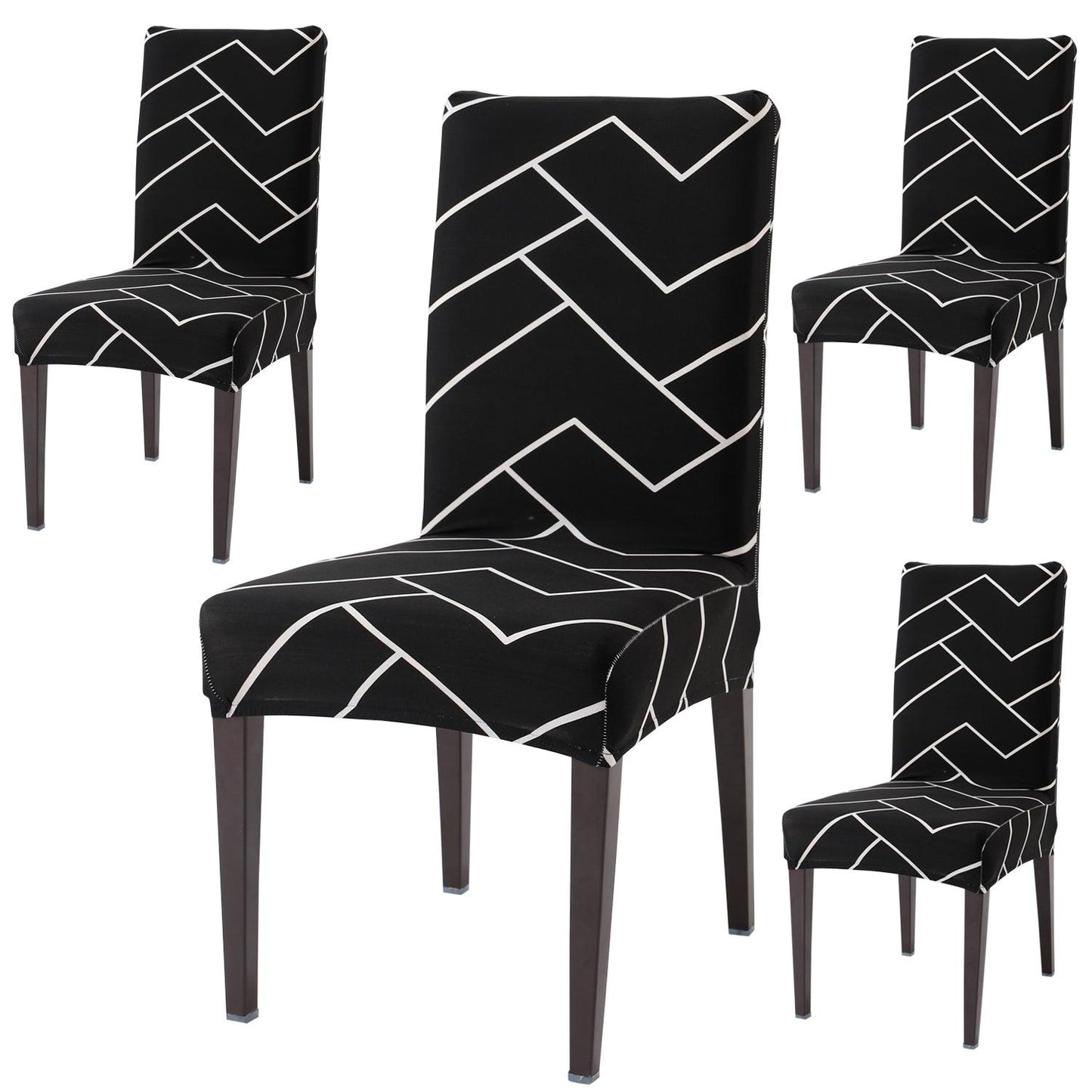 Black Chevron dining chair covers set of 4