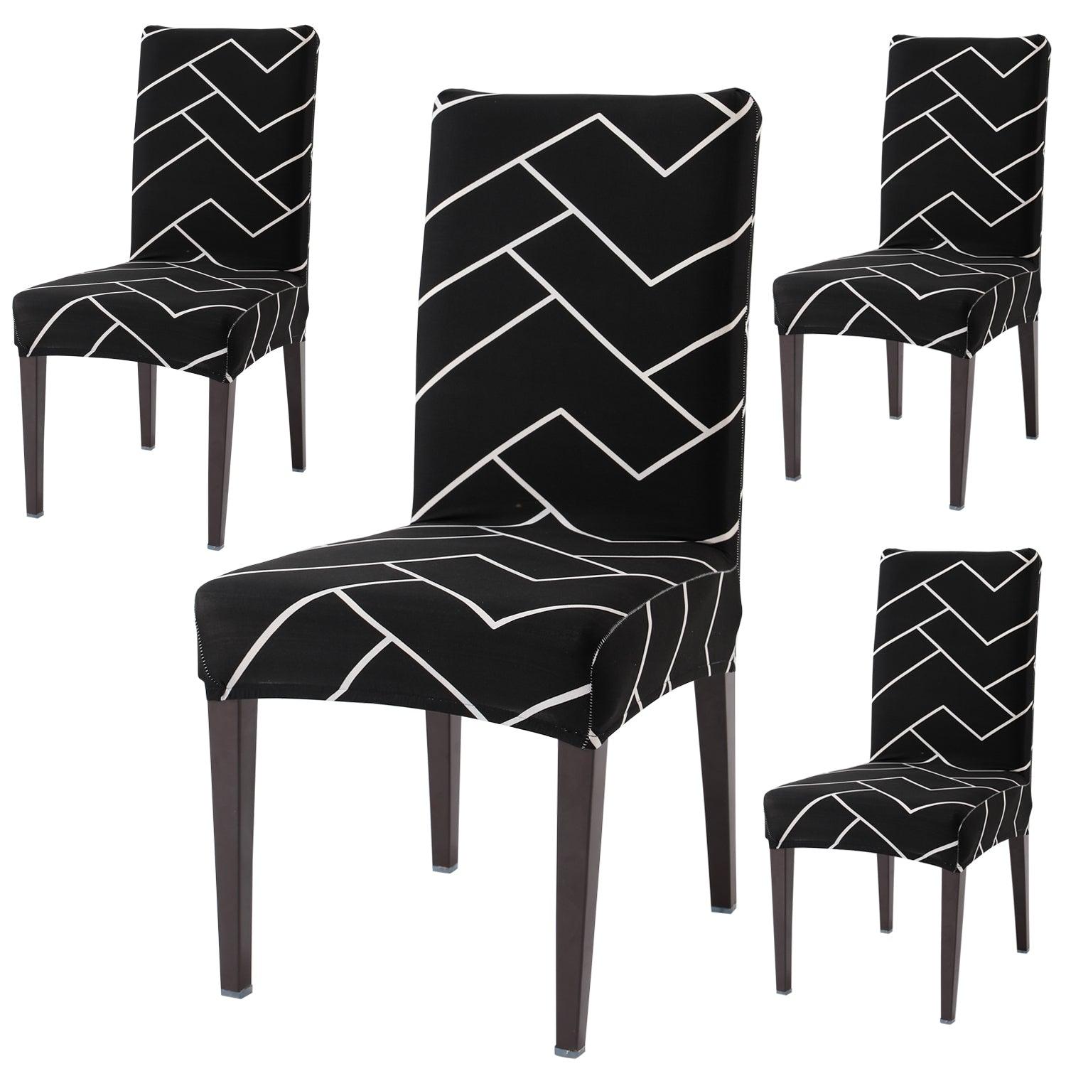 Black Chevron dining chair covers set of 4