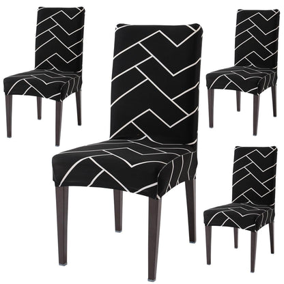 Black Chevron dining chair covers set of 4