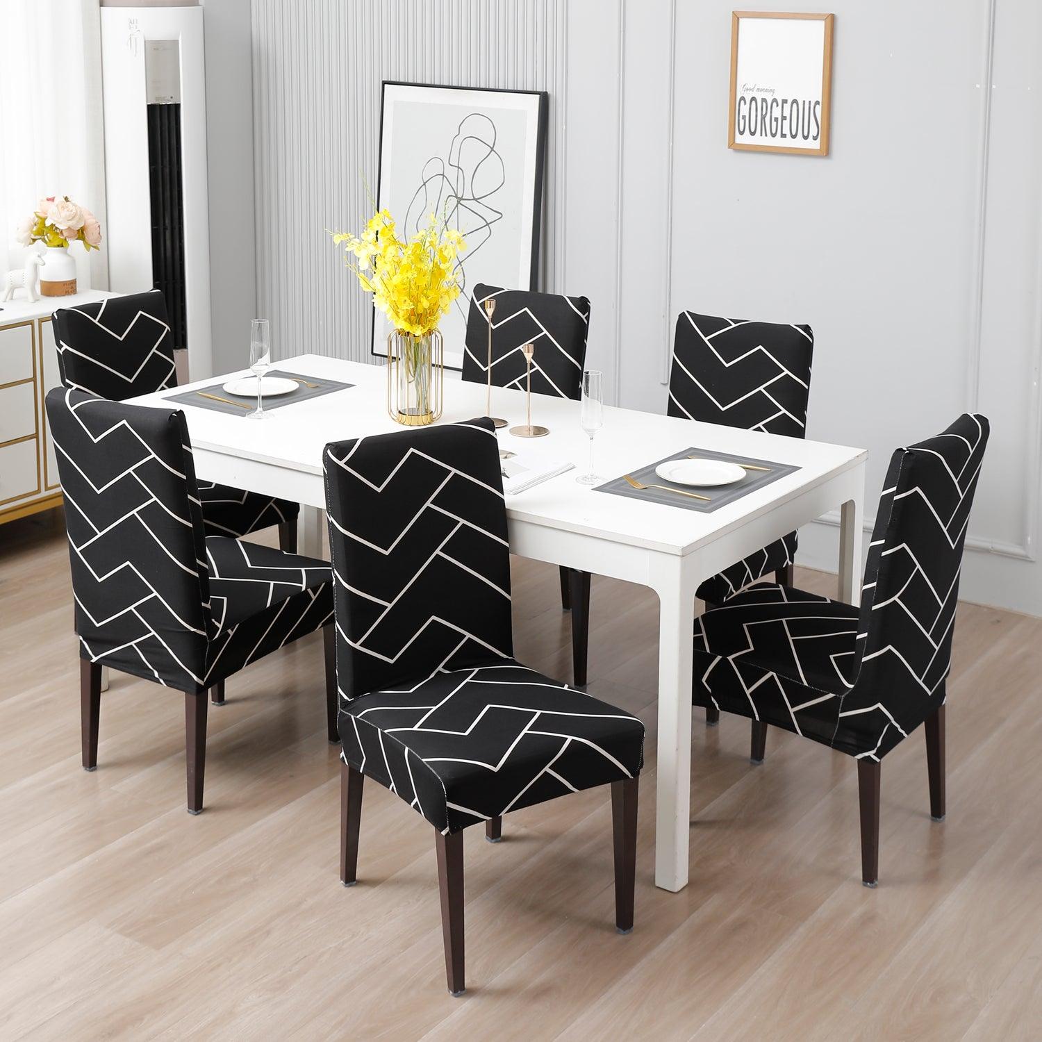 Black Chevron elastic dining chair covers