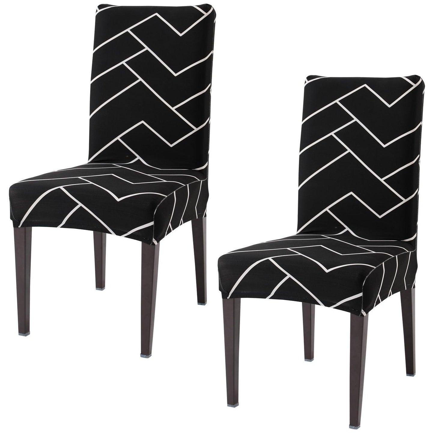 Black Chevron elastic chair covers set of 2