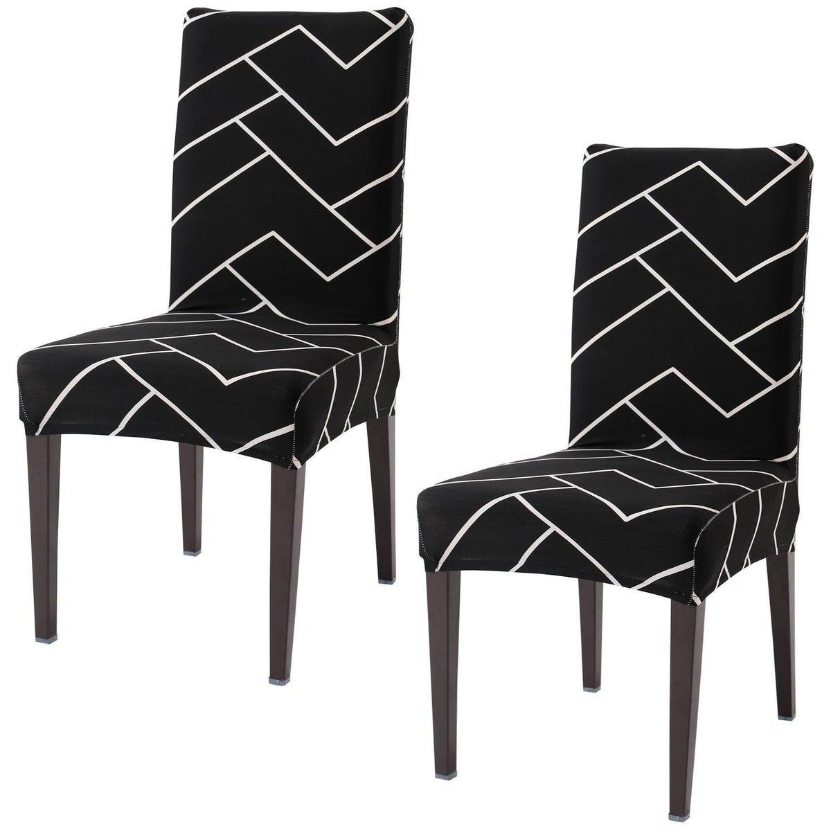 Black Chevron elastic chair covers set of 2