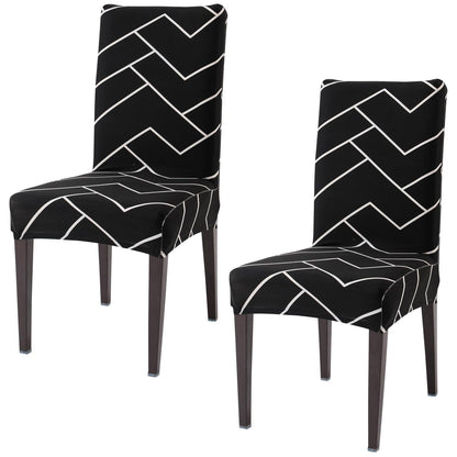 Black Chevron elastic chair covers set of 2