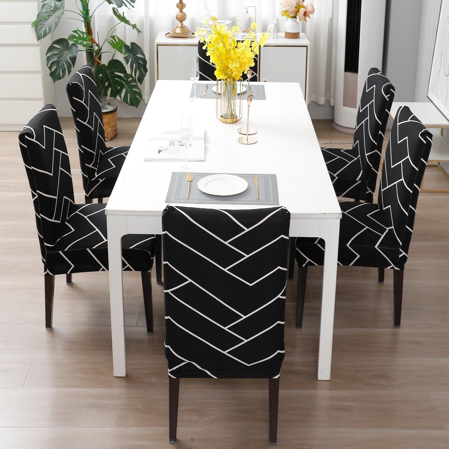 Black Chevron dining chair covers​ Set
