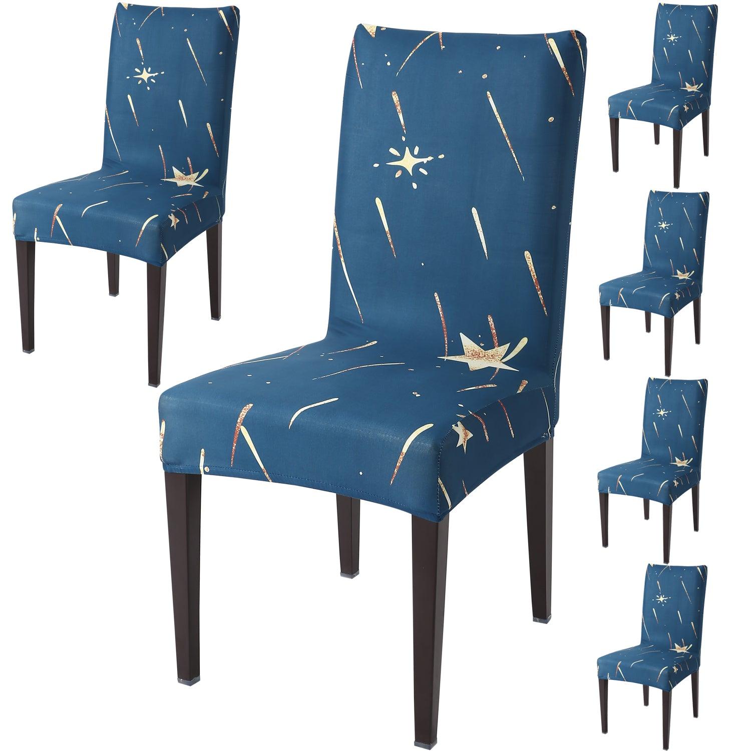 Blue Falling Star Print dining chair covers set of 6