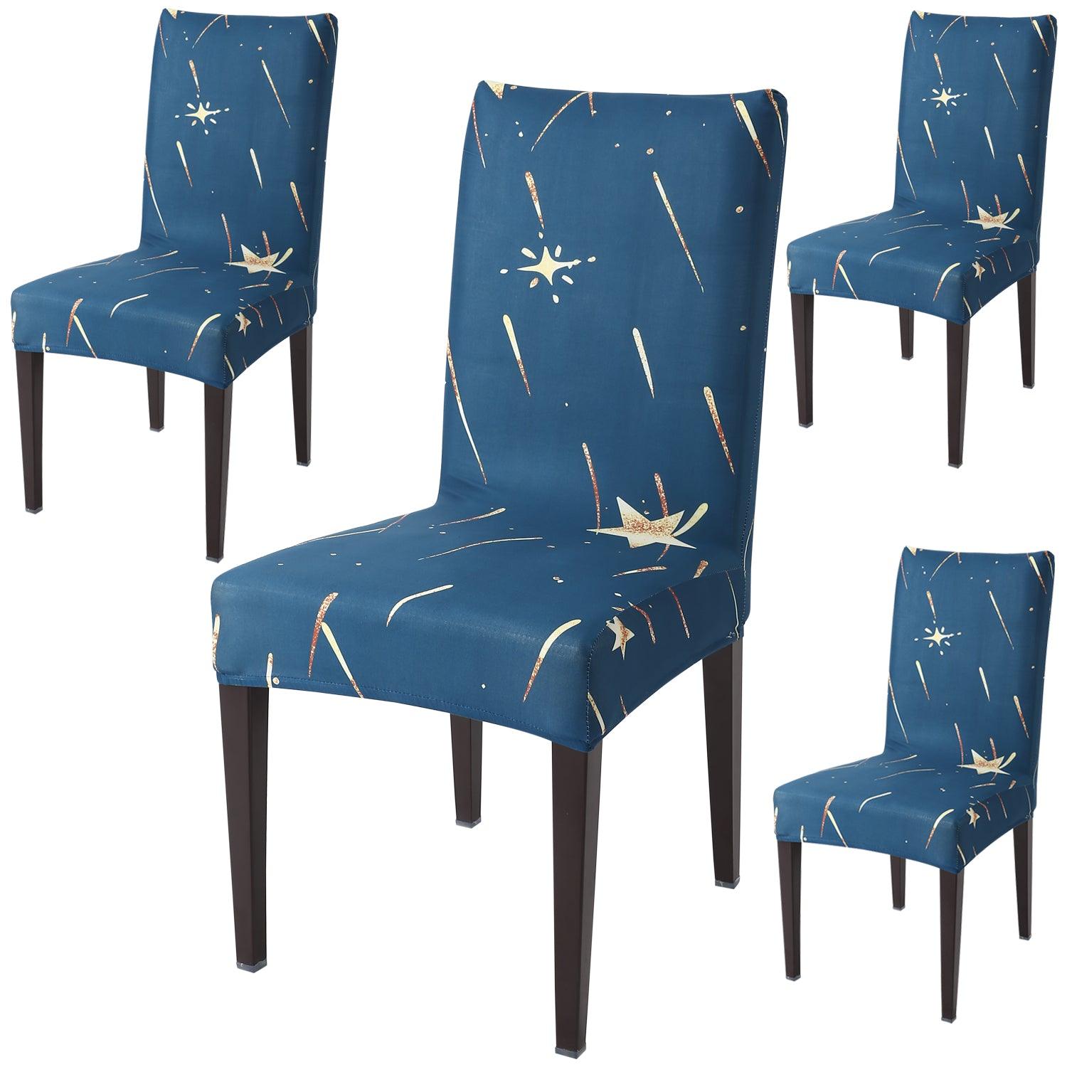 Blue Falling Star Print dining chair covers set of 4