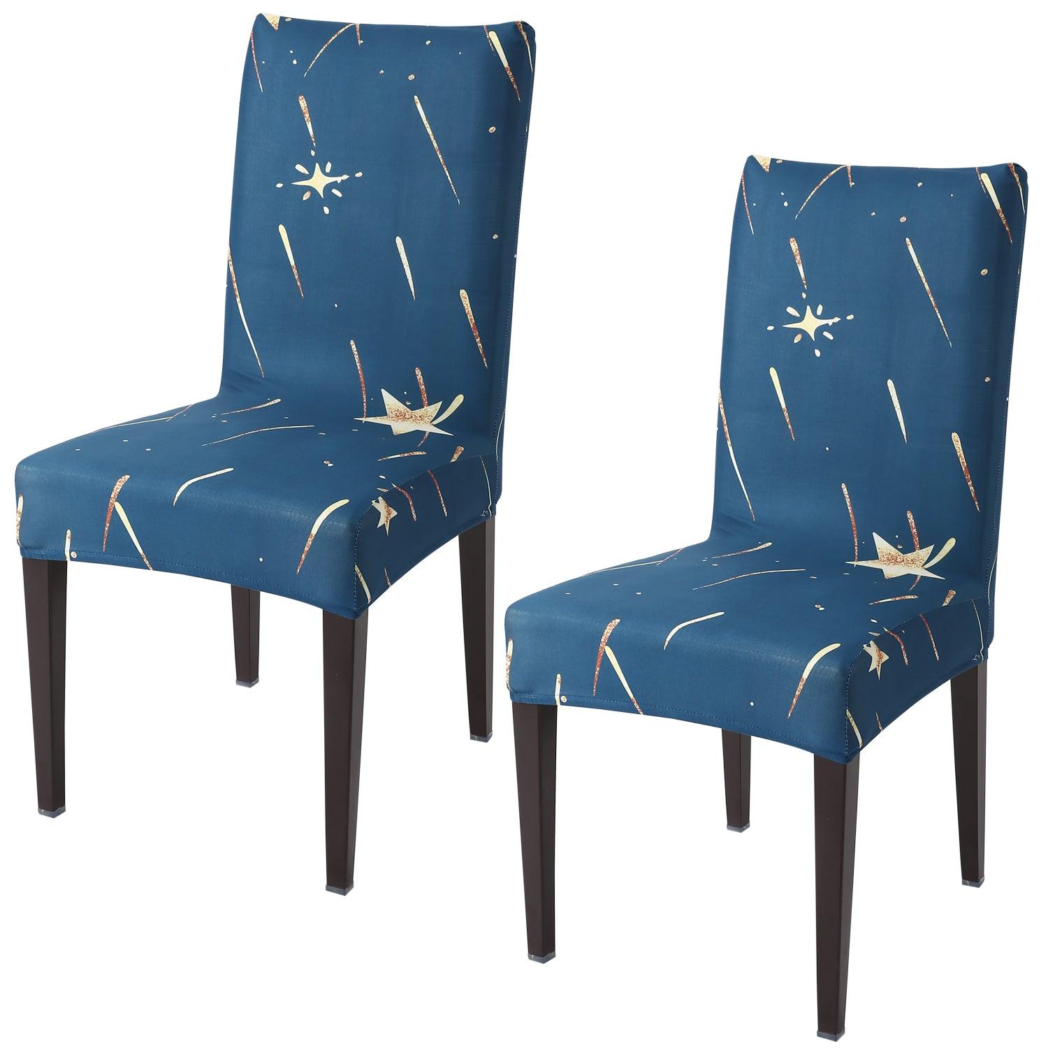 Blue Falling Star Print elastic chair covers set of 2