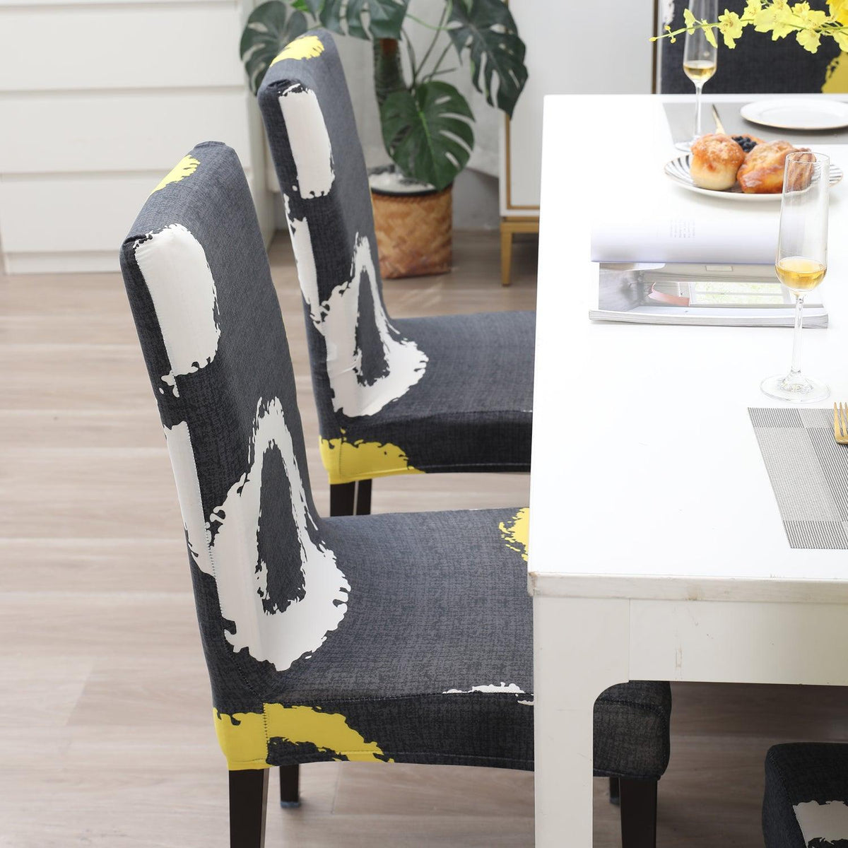 Charcoal Ring print stylish chair cover | Hokipo