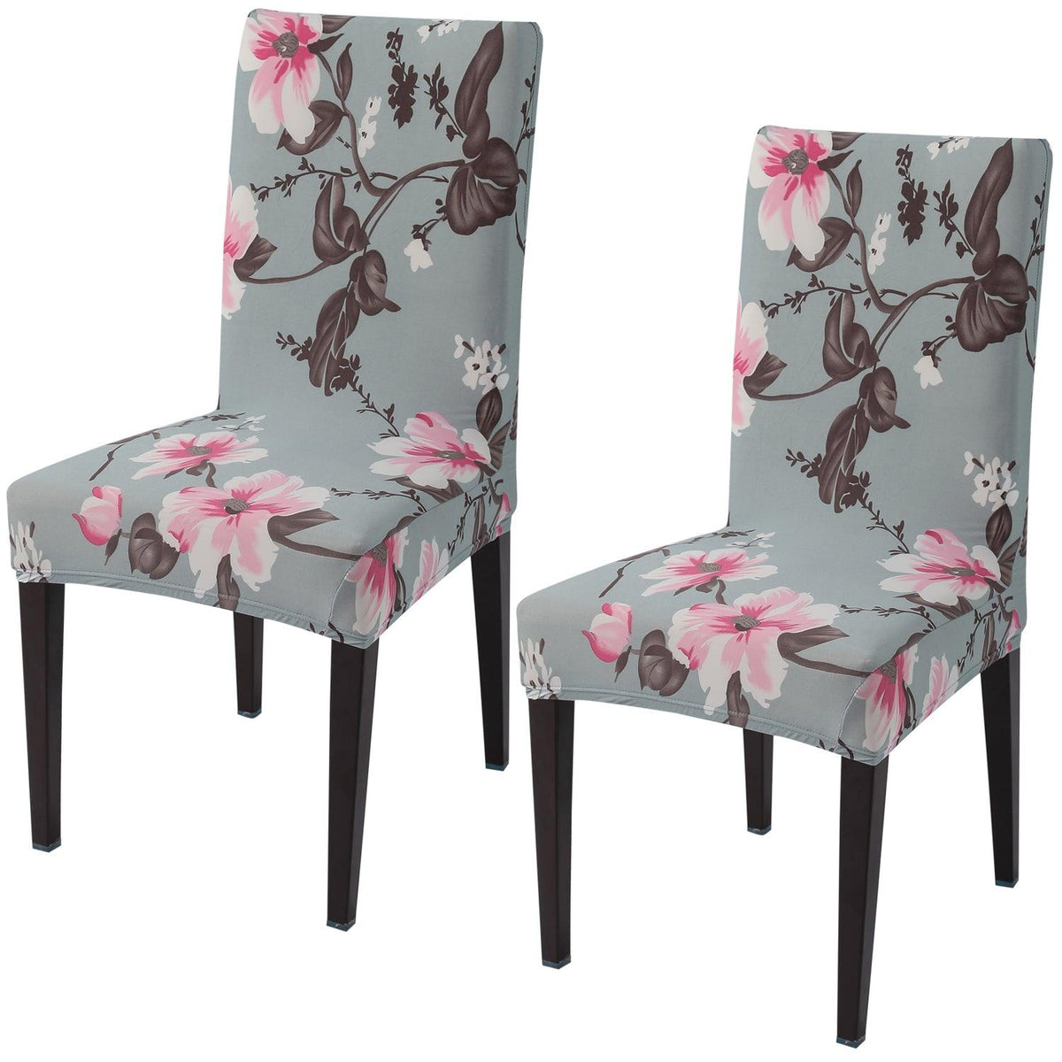 Cloud Grey print elastic chair covers set of 2 | Hokipo