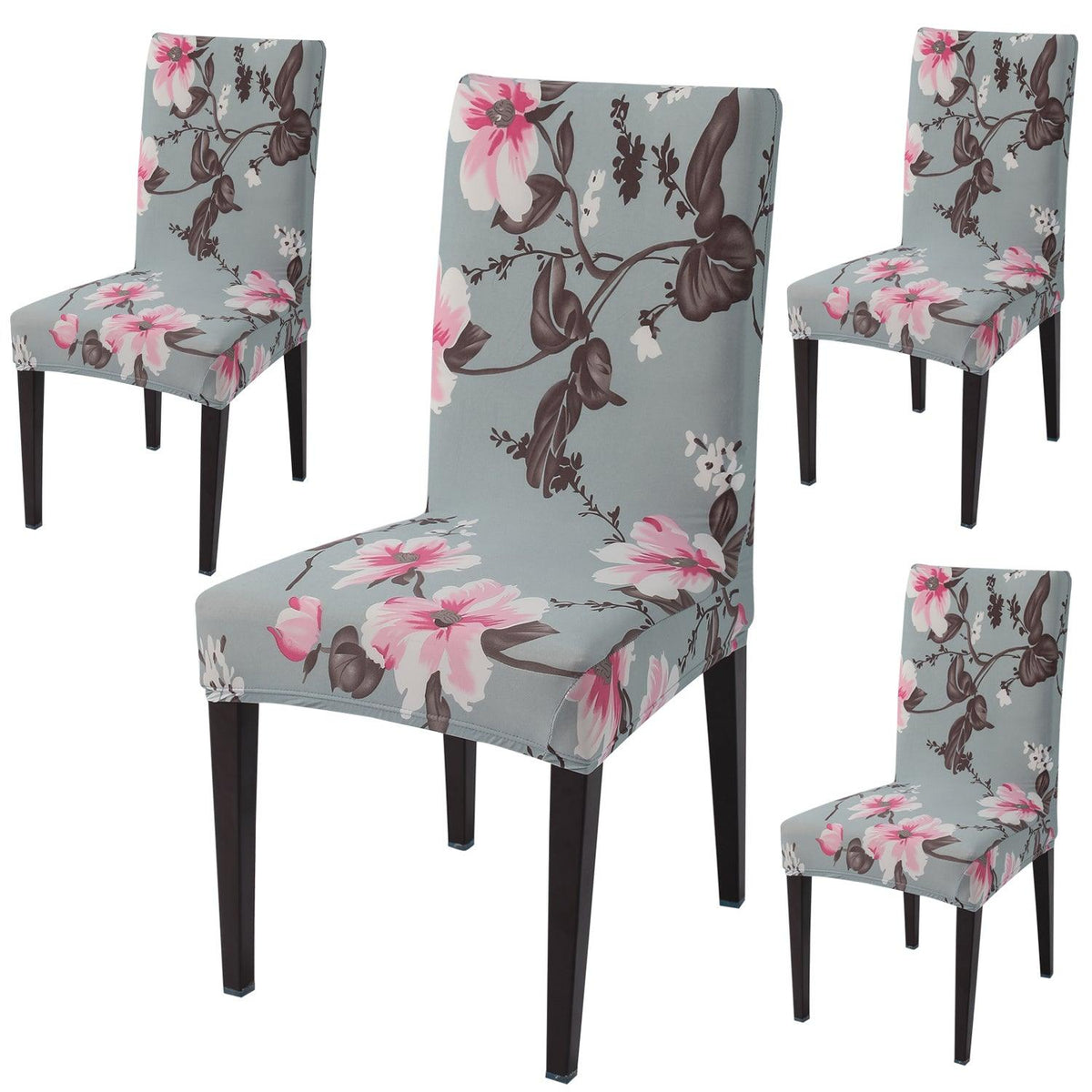 Cloud Grey print dining chair covers set of 4 | Hokipo