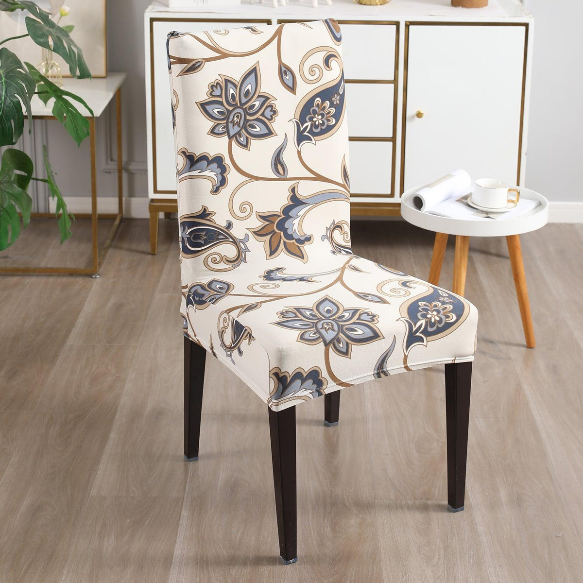 Cream Blue Flowers print chair covers​ Set | Hokipo