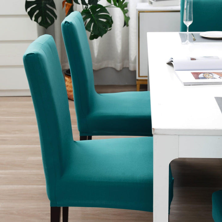 Dark Cyan Print chair covers for dining chairs