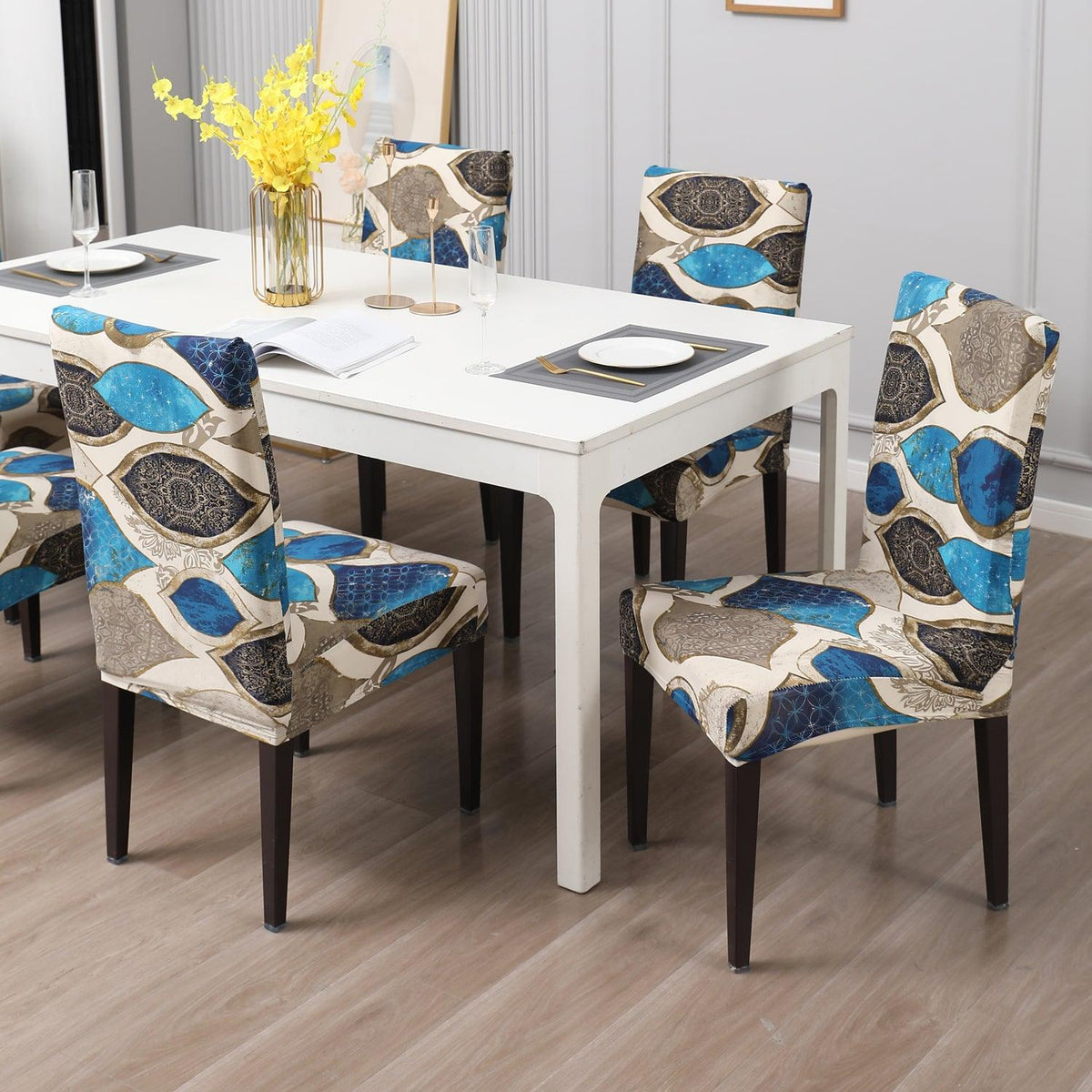 Eqyptian Art print dining chair covers​ Set | Hokipo