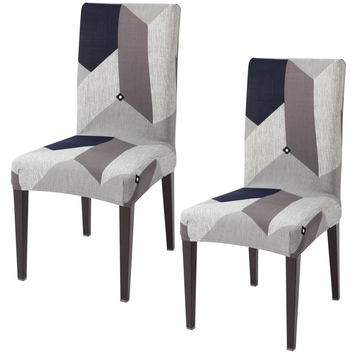 Geometric Grey elastic chair covers set of 2