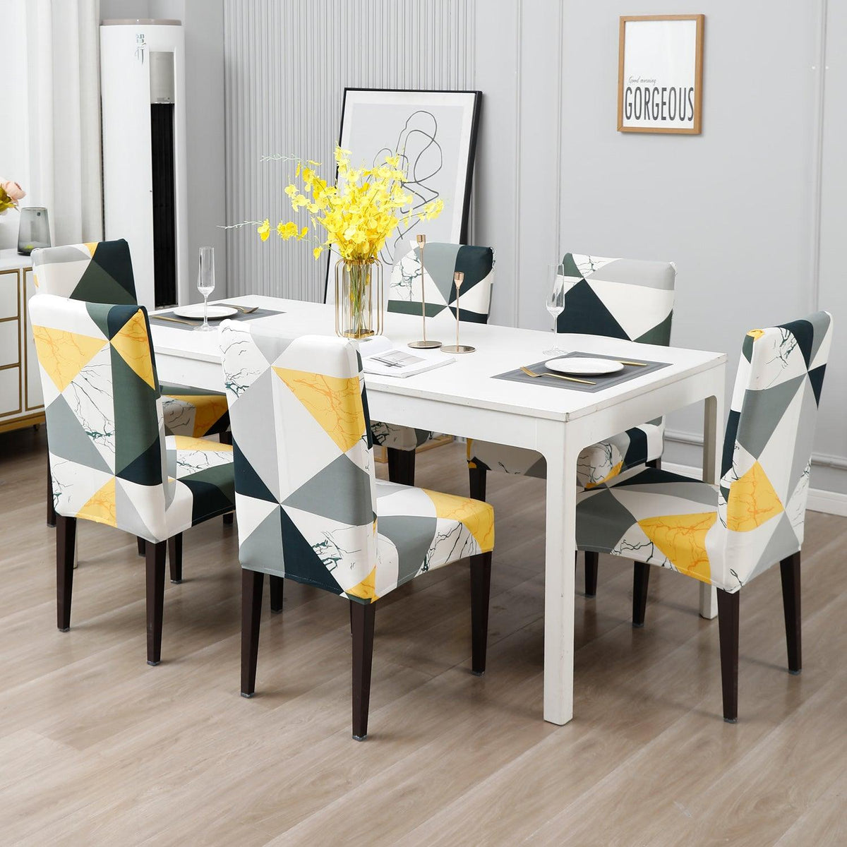 Geometric Multicolor dining chair covers​ Set