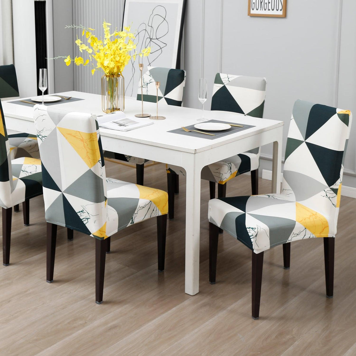 Geometric Multicolor chair Covers in set of 1,2,4, & 6 (edited) 