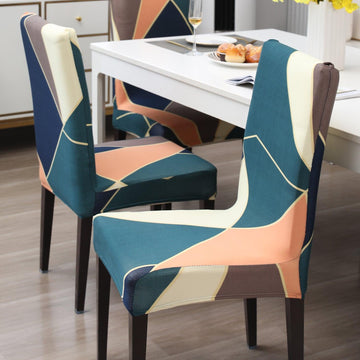 Green Peach Abstarct Print dining chair covers​ Set