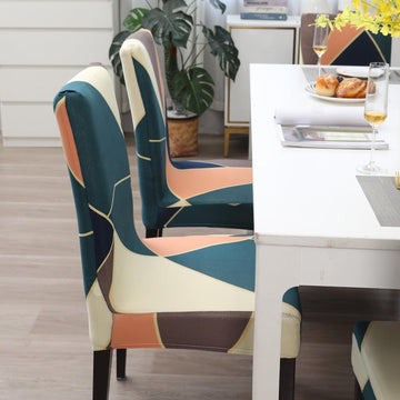 Green Peach Abstarct Print polyester chair covers